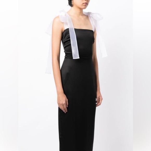 New Reformation Kacia Satin Bow Strap Dress - Picture 3 of 16
